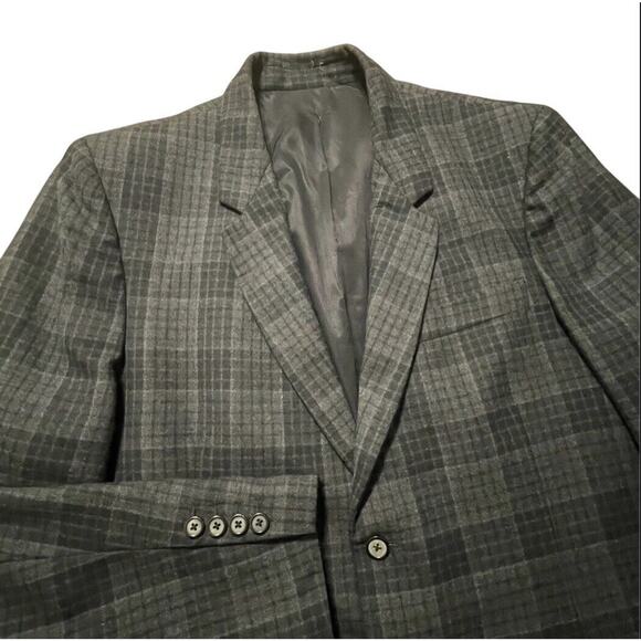 Vince Sport Coat Mens Size 46 Black Gray Pure Wool Jacket